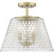 Saben 3 Light 15 inch Vintage Brass Indoor Semi-Flush Ceiling Light